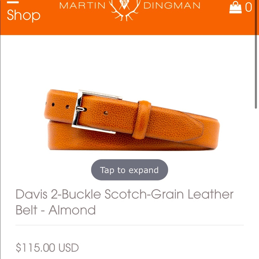 Martin Dingman belt size 34 scotch grain leather